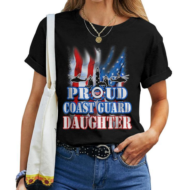 Coast Guard Daughter Usa Flag Military Women For Daughter Women T-shirt