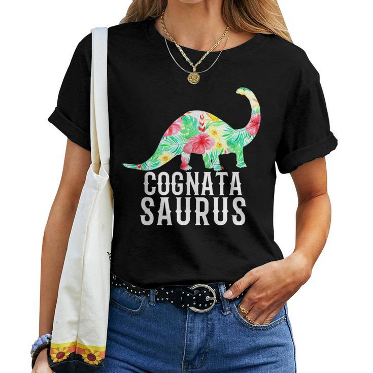 Cognatasaurus Italian Sister In Law Dinosaur Floral Women T-shirt Crewneck