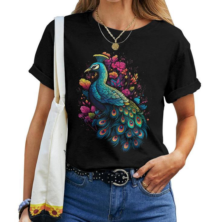 Colorful Peacock For Peacock Lovers Womens Girls Men Boys Women T-shirt
