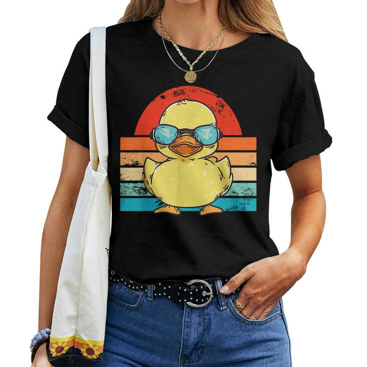 Cool Retro Yellow Duck In Sunglasses 70S 80S Duck Women T-shirt
