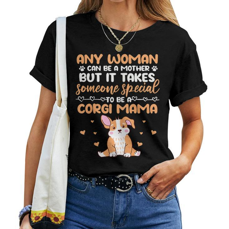 Corgi Mama Dog Mom Mother Kawaii Women T-shirt Crewneck