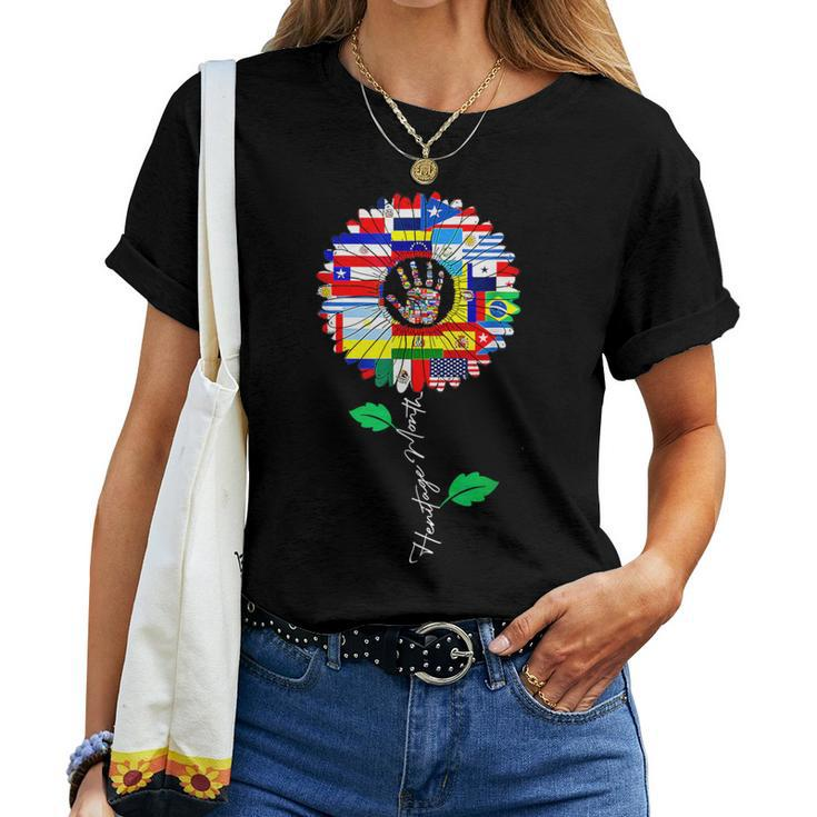 All Countries Flags Sunflower Hispanic Heritage Month Latino Women T-shirt
