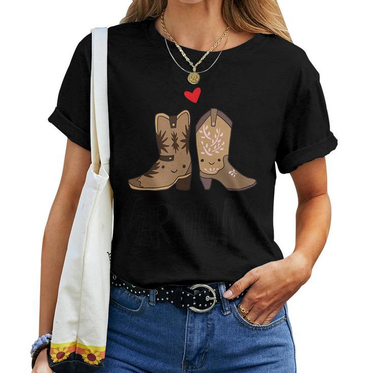 Cowboy Boots And Cowgirl Boots Illustrated Groom Women T-shirt