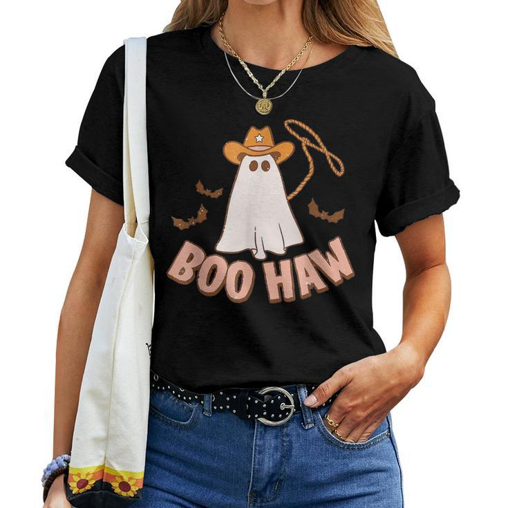 Cowboy Cowgirl Boohaw Retro Western Ghost Halloween Party Women T-shirt