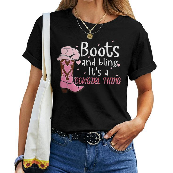 Cowgirl Boots Bling For Girls Cute Love Country Life Women T-shirt