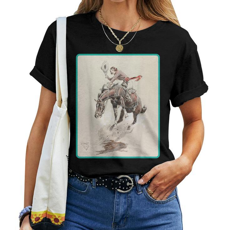 Cowgirl Cowboy Rodeo Horse Western Country Vintage America Women T-shirt