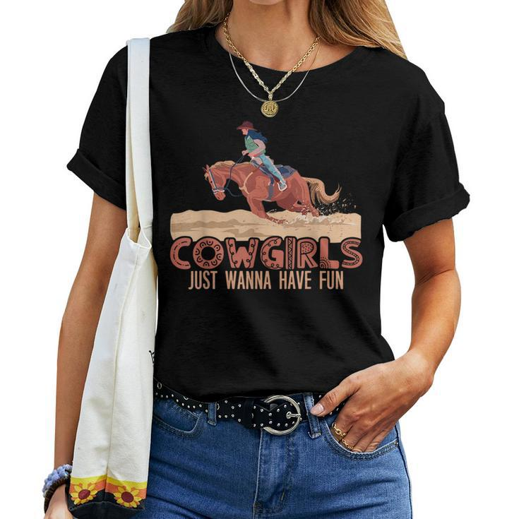 Cowgirls Just Wanna Have Fun Horse Riding Lover Cowgirls Horse Riding Women T-shirt Crewneck