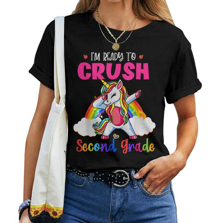 Crush Second Grade Dabbing Unicorn Back To School Girls Women T-shirt