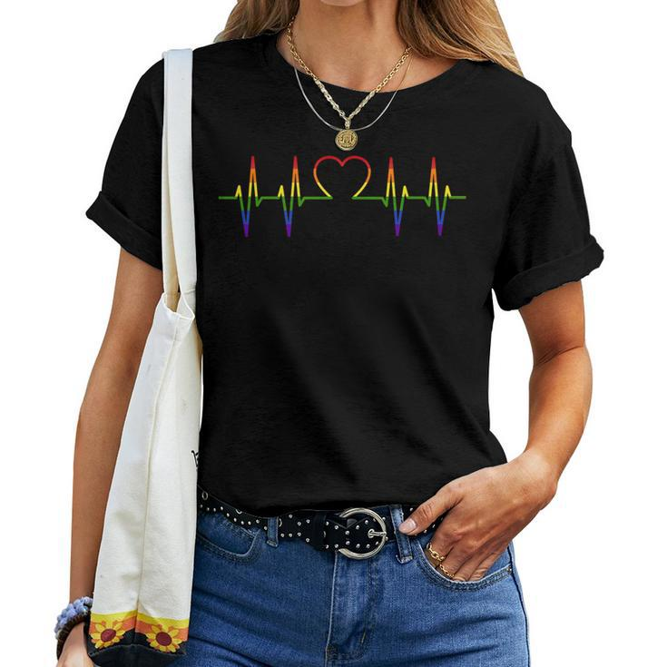 Csd Gay Pride Love Wins Queer Rainbow Heartbeat Lgbt Women T-shirt