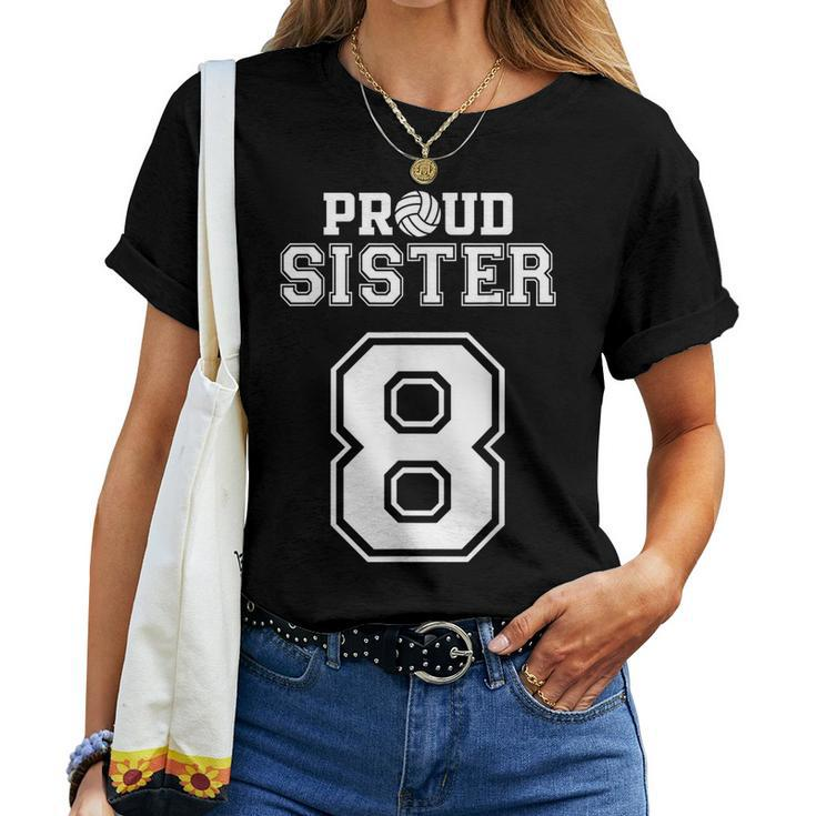 Custom Proud Volleyball Sister Number 8 Personalized Women Women T-shirt