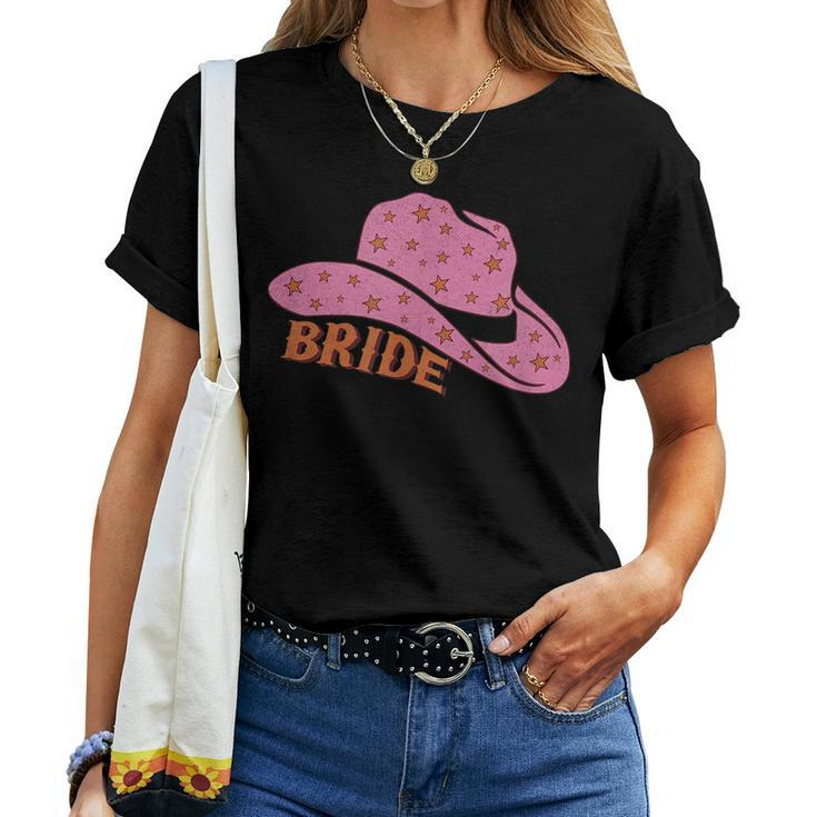 Cute Bridesmaid Bachelorette Party Bride Pink Cowgirl Hat Women T-shirt