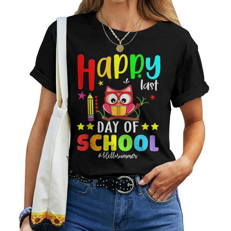 Cute Owl Happy Last Day Of School Teacher Student Graduation Women T-shirt