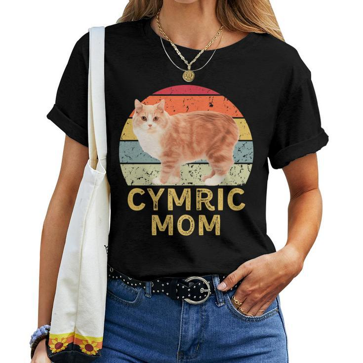 Cymric Cat Mom Retro Vintage Cats Lovers & Owners Women T-shirt