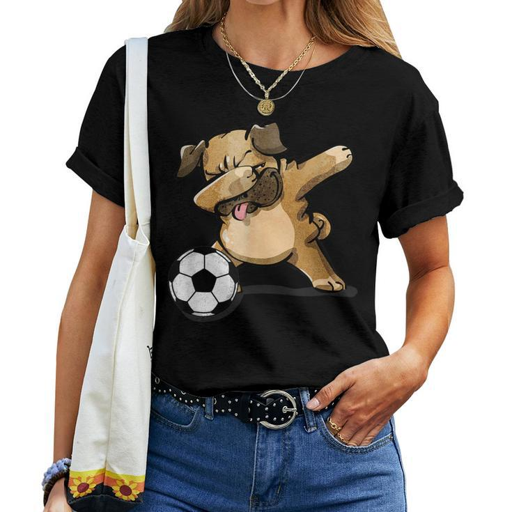 Dabbing Pug Dog Soccer Football Lover Boys Girls Women T-shirt
