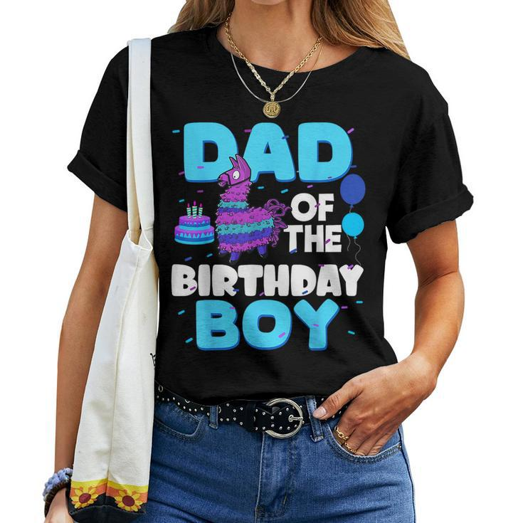 Dad Of The Birthday Boy Llama Family Party Decorations Women T-shirt