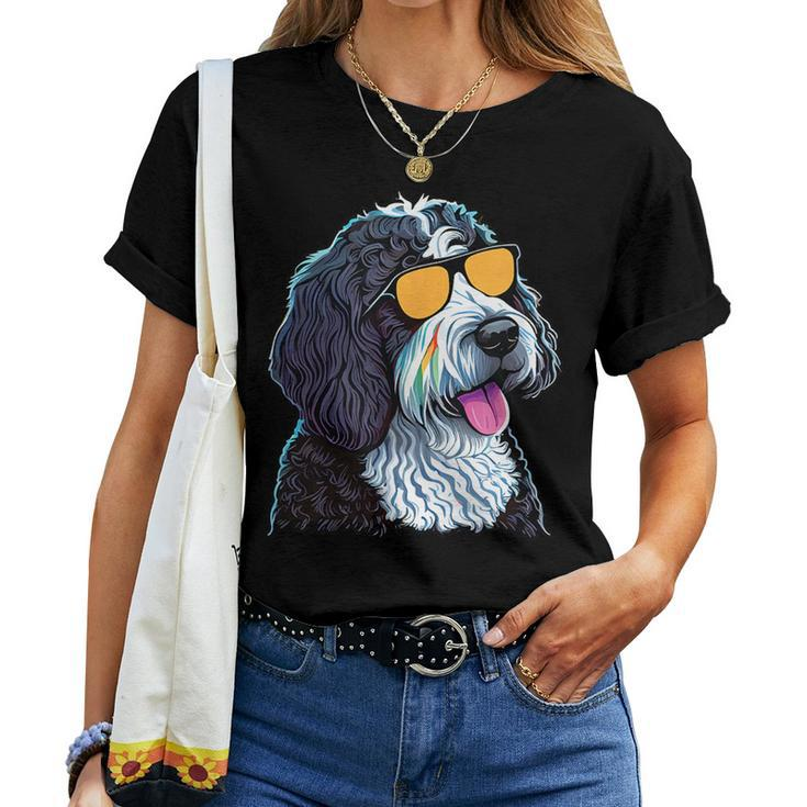 Dad Mom Cool Dog Sunglasses - Bernedoodle Women T-shirt