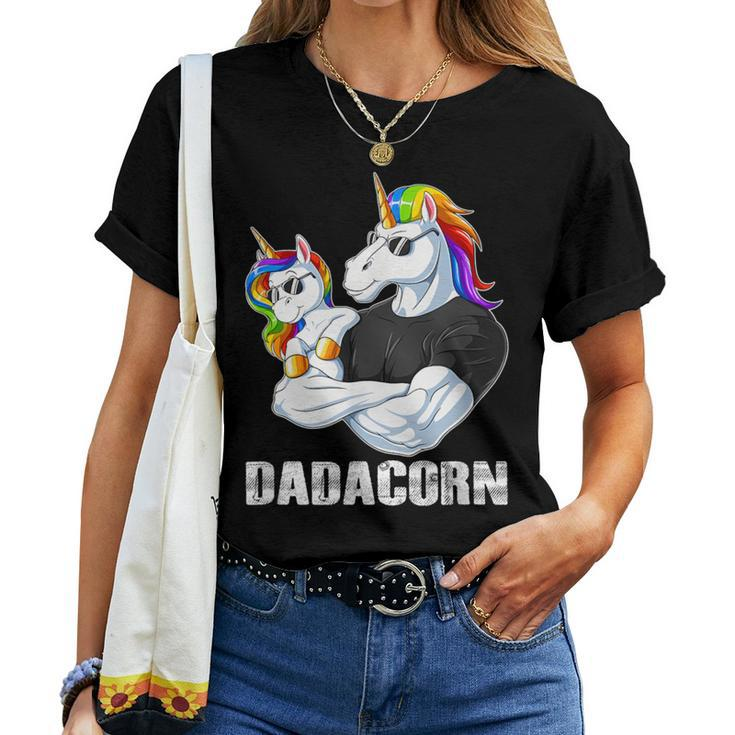 Dadacorn Unicorn Dad And Baby Christmas Papa Women T-shirt
