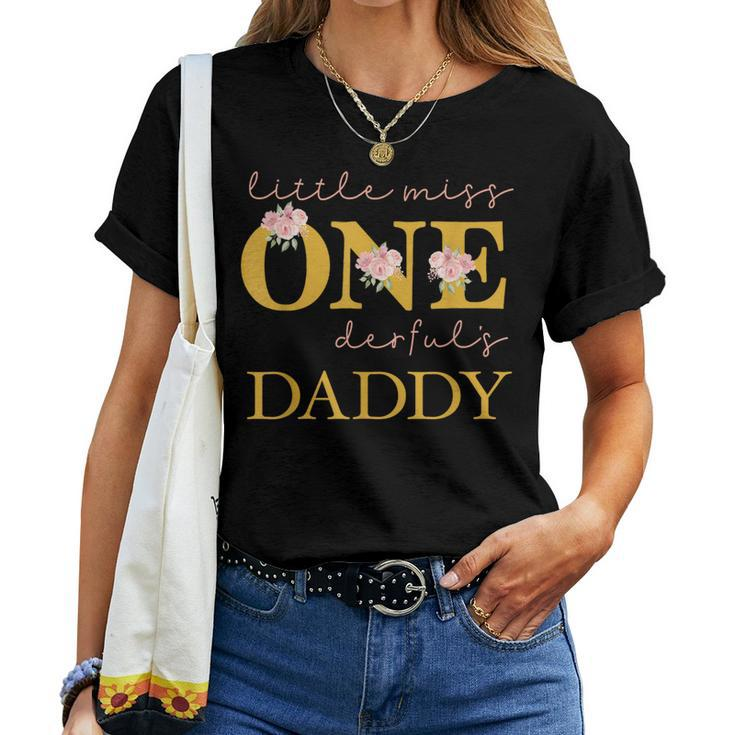 Daddy Little Miss Onederful Birthday Party 1 Year Old Girl  Women T-shirt Short Sleeve Graphic