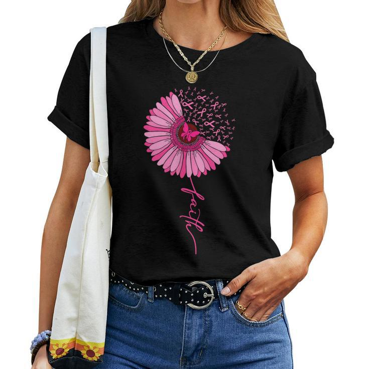 Daisy Faith Flower Pink Ribbon Breast Cancer Awareness Month Women T-shirt
