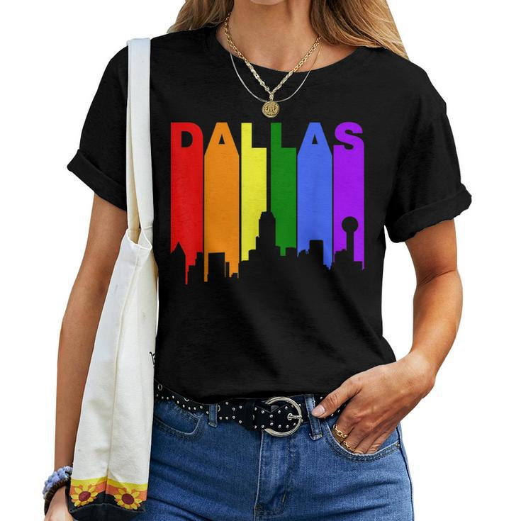 Dallas Texas Lgbtq Gay Pride Rainbow Skyline Women T-shirt