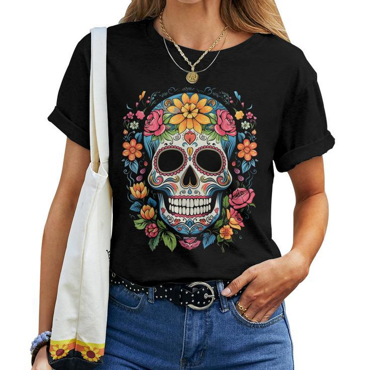 De Los Muertos Day Of The Dead Sugar Skull Halloween Women T-shirt