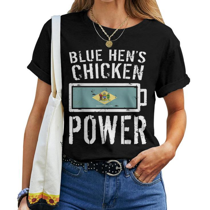 Delaware Flag Blue Hens Chicken Power Battery Proud Women T-shirt