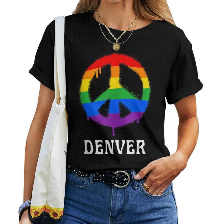 Denver Colorado Lgbtq Gay Pride Lgbt Rainbow Groovy Women T-shirt Crewneck