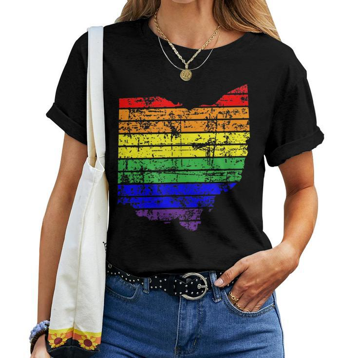 Distressed Ohio Lgbt Rainbow Gay Pride For Men Women Women T-shirt