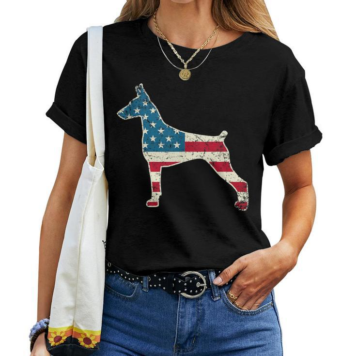 Doberman 4Th Of July Dog Lover Men Women Usa American Flag Women T-shirt