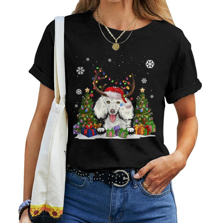 Dog Lovers Cute Poodle Santa Hat Ugly Christmas Sweater Women T-shirt