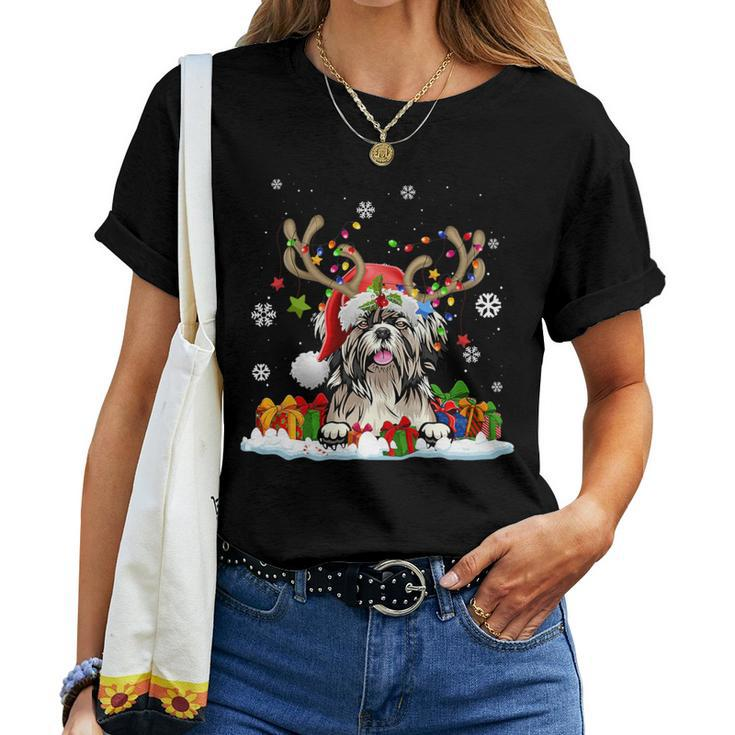 Dog Lovers Cute Shih Tzu Santa Hat Ugly Christmas Sweater Women T-shirt
