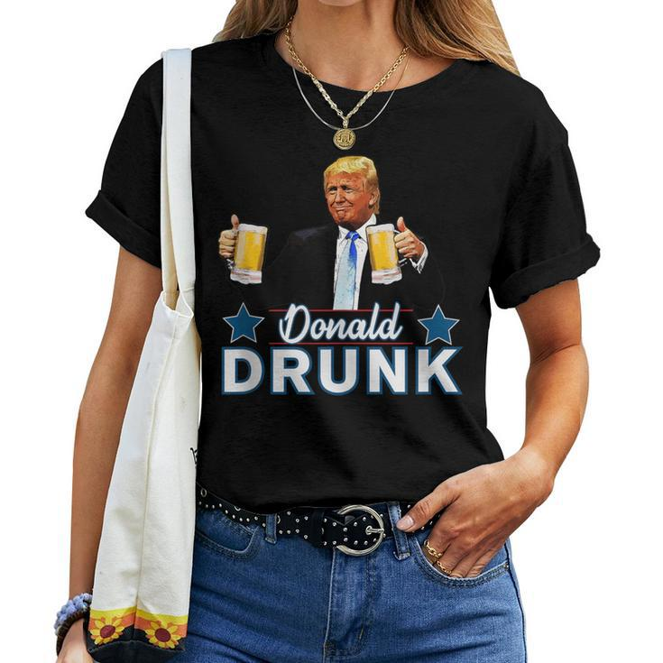 Drinking Presidents Trump 4Th Of July Donald Drunk Women T-shirt