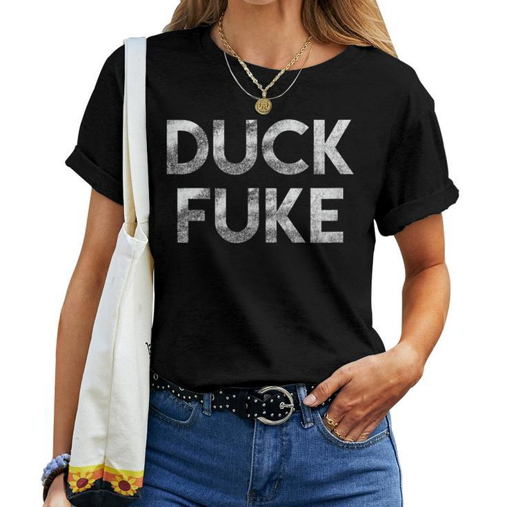 Duck Fuke Funny Basketball Rivalry Distressed Vintage  Gift For Women Women Crewneck Short T-shirt