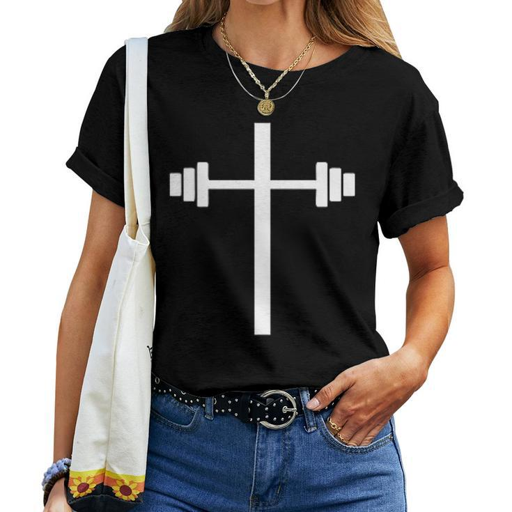 Dumbbell Barbell Cross Christian Gym Workout Lifting Women T-shirt