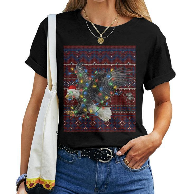 Eagle Christmas Lights Ugly Sweater Goat Lover Women T-shirt
