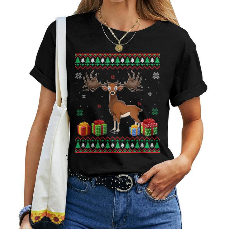 Elk Lover Ugly Christmas Sweater Women T-shirt