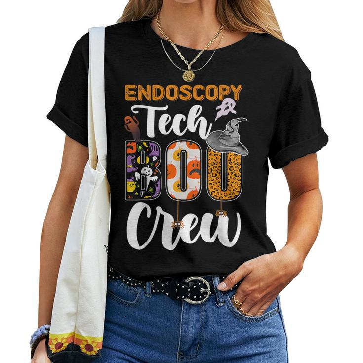 Endoscopy Tech Boo Crew Ghost Nurse Halloween Costume Women T-shirt