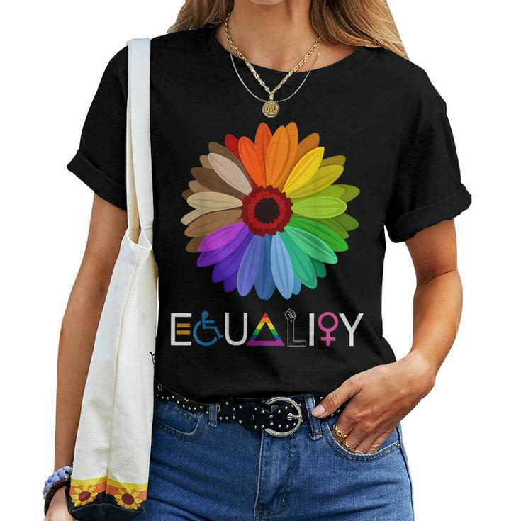 Equality Daisy Flower Rainbow Lgbtq Kindness Human Rights Women T-shirt