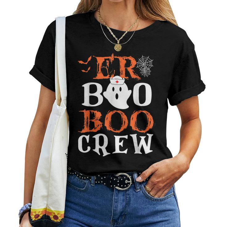 Er Boo Boo Crew Cute Ghost Nurse Halloween Costume Nursing Women T-shirt