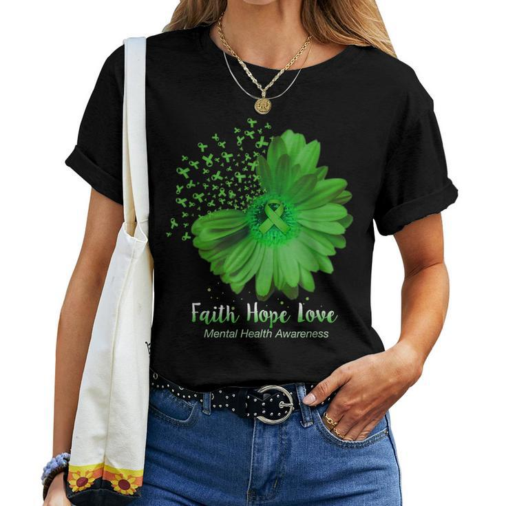 Faith Hope Love Mental Health Awareness Sunflower Women T-shirt