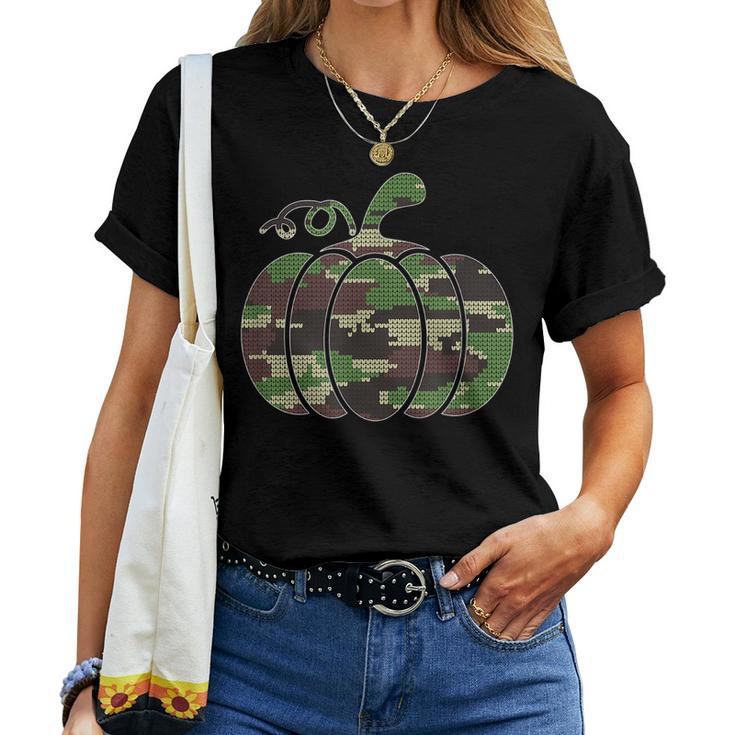 Fall Pumpkin Camo Military Tactical Camoflauge Halloween Fun Halloween Women T-shirt