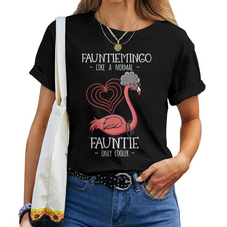 Fauntiemingo Fauntie Flamingo Lover Auntie Aunty Tita Tia Flamingo Women T-shirt