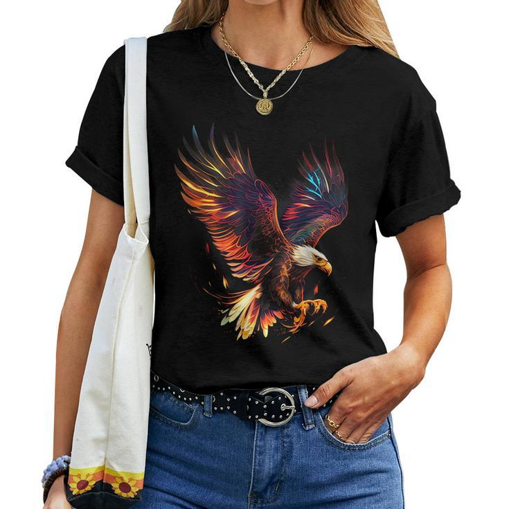 Fiery Bald Eagle Graphic For Men Women Boys Girls Women T-shirt