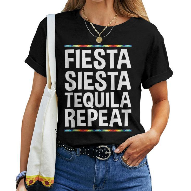 Fiesta Siesta Tequila Repeat Cinco De Mayo Women T-shirt