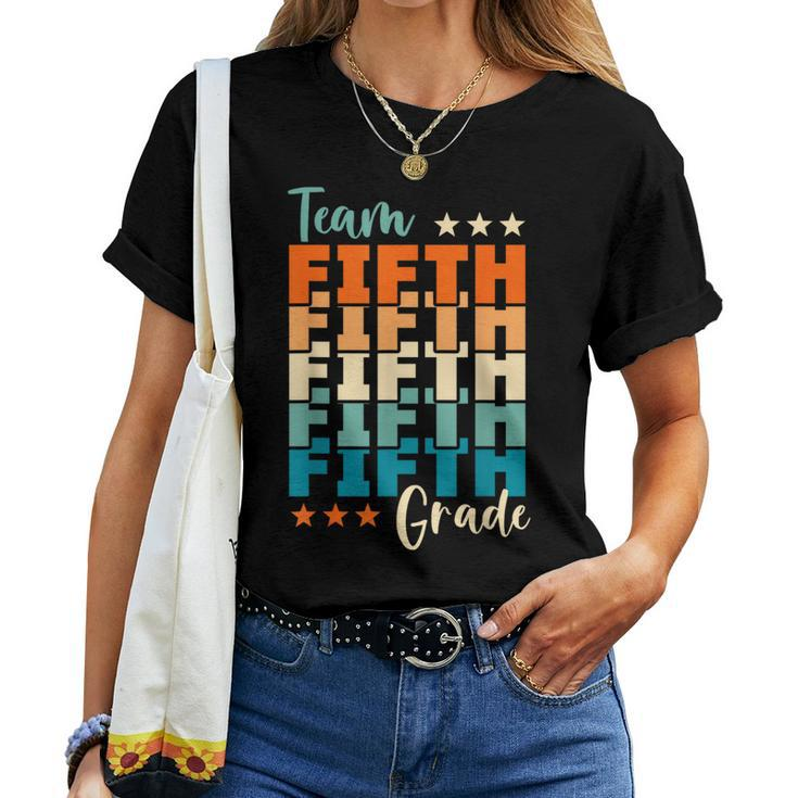 Fifth Grade Vibes Team 5Th Grade Retro 1St Day Of School  Women T-shirt Short Sleeve Graphic