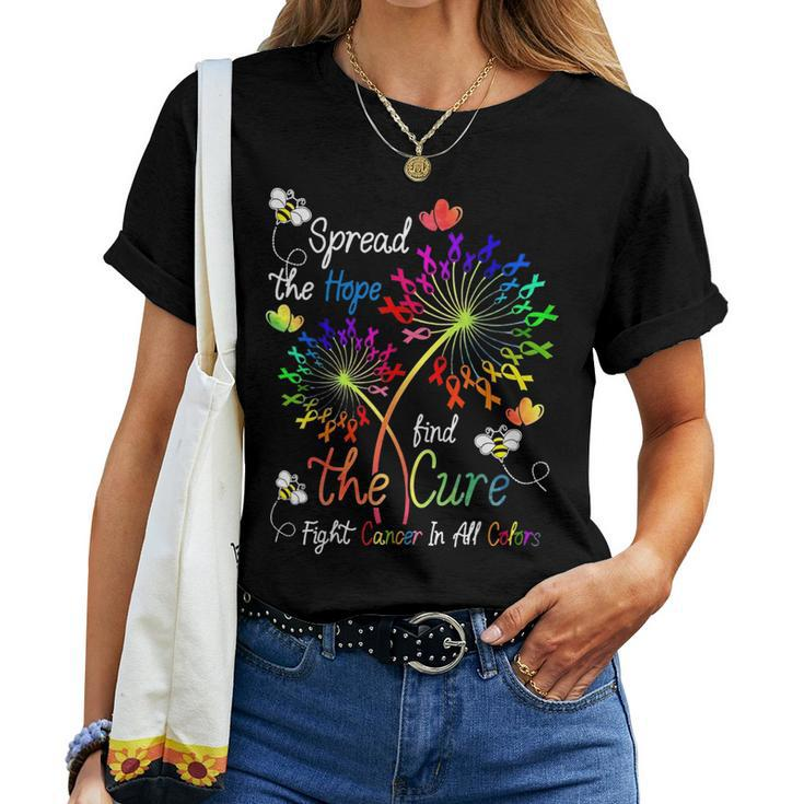 Fight Cancer In All And Every Color Ribbons Flower Heart Women T-shirt
