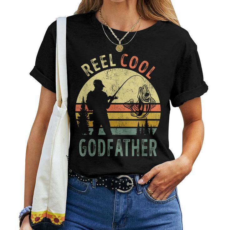Fishing Dad Vintage Reel Cool Godfather Fathers Day Gift Women T-shirt
