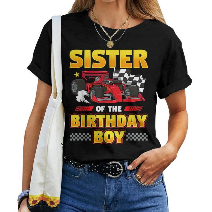 Formula Race Car Sister Of Birthday Boy Party Racing For Sister Women T-shirt Crewneck