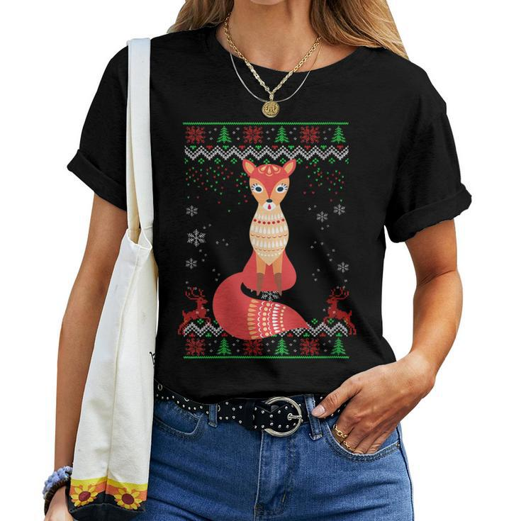 Fox Christmas Ugly Christmas Sweater Women T-shirt