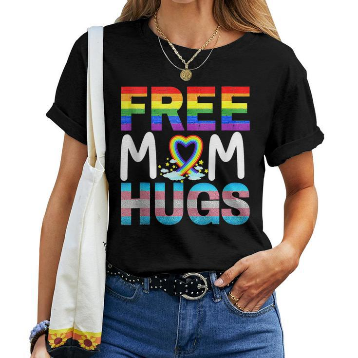 Free Mom Hugs Gay Pride Transgender Rainbow Flag Women T-shirt